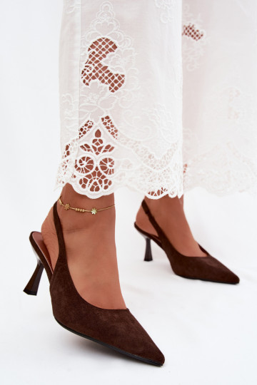 Women's sandals with thin heels in faux suede Saria 2