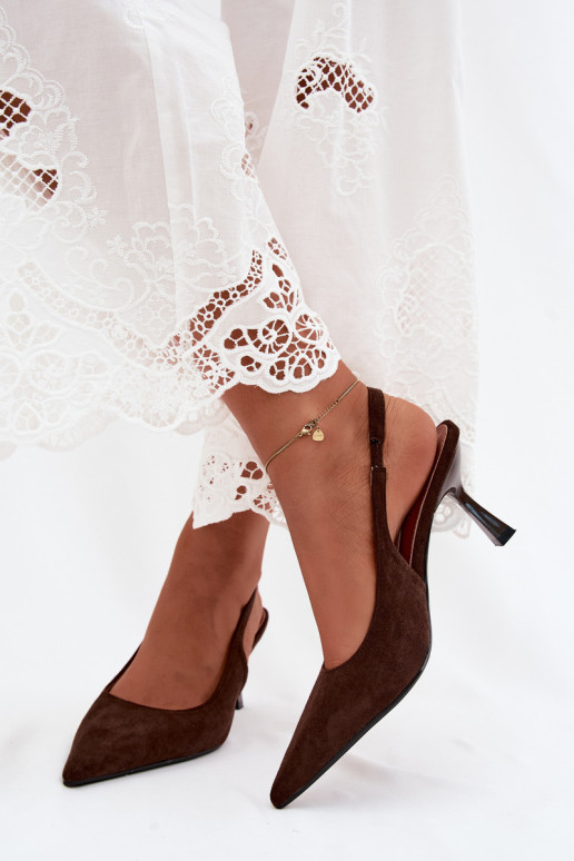 Women's sandals with thin heels in faux suede Saria