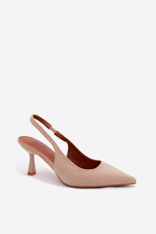 Women's High Heel Sandals With Faux Suede Beige Saria