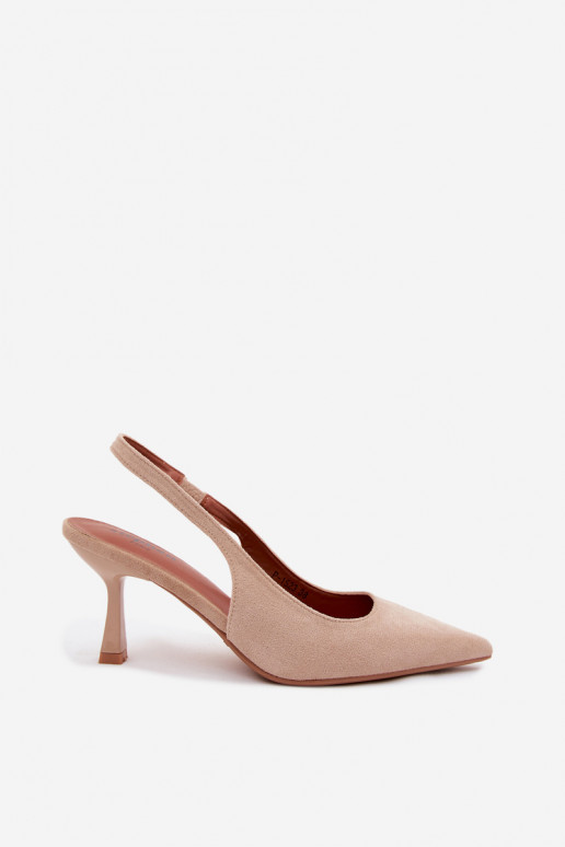 Women's High Heel Sandals With Faux Suede Beige Saria