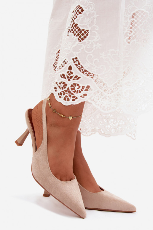Women's High Heel Sandals With Faux Suede Beige Saria
