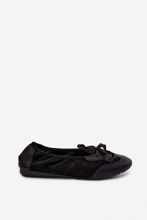 Black sporty ballerinas with stylish details Peonia