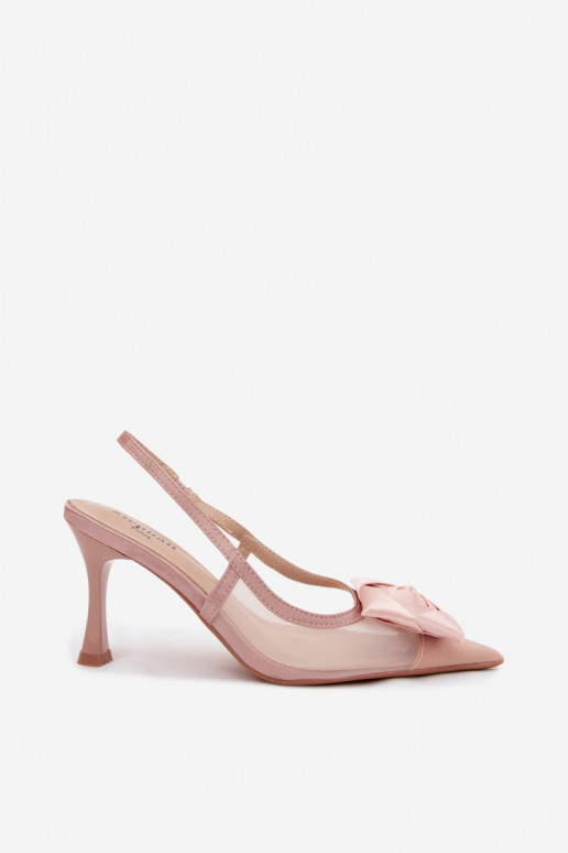 Mesh Sandals With Embellishment On Heel Hourglass Style Champagne Jasmina