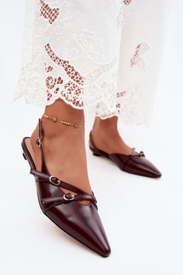 Glamira Burgundy Women's Sandals With Straps Made of Faux Leather