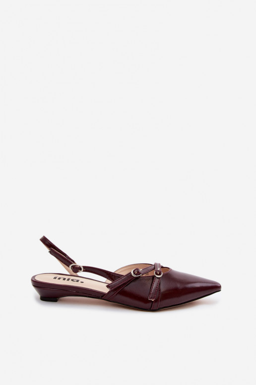 Glamira Burgundy Women's Sandals With Straps Made of Faux Leather
