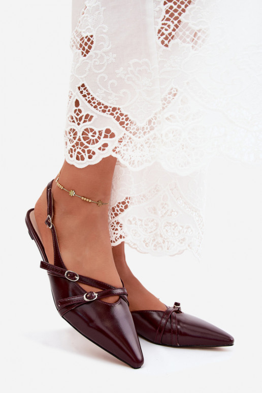 Glamira Burgundy Women's Sandals With Straps Made of Faux Leather