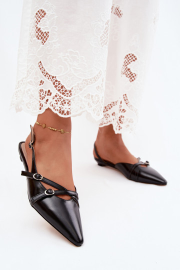 Women's sandals with straps made of faux leather in black Glamira 2