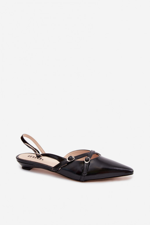 Women's sandals with straps made of faux leather in black Glamira