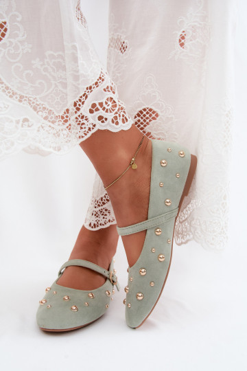 Ballerinas with decoration and straps in mint Cuddly 2