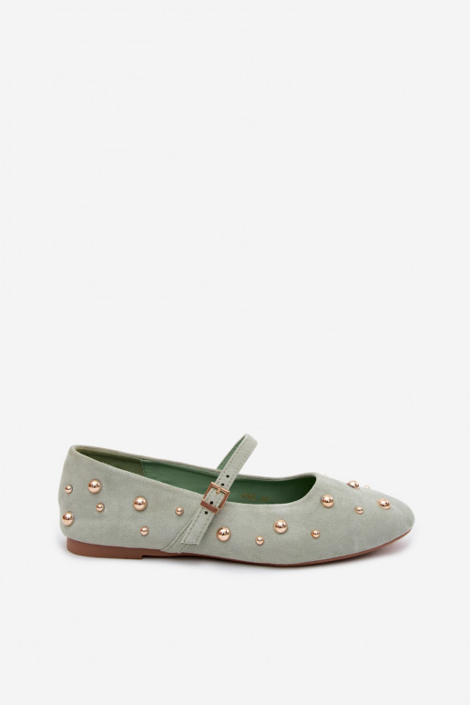 Ballerinas with decoration and straps in mint Cuddly