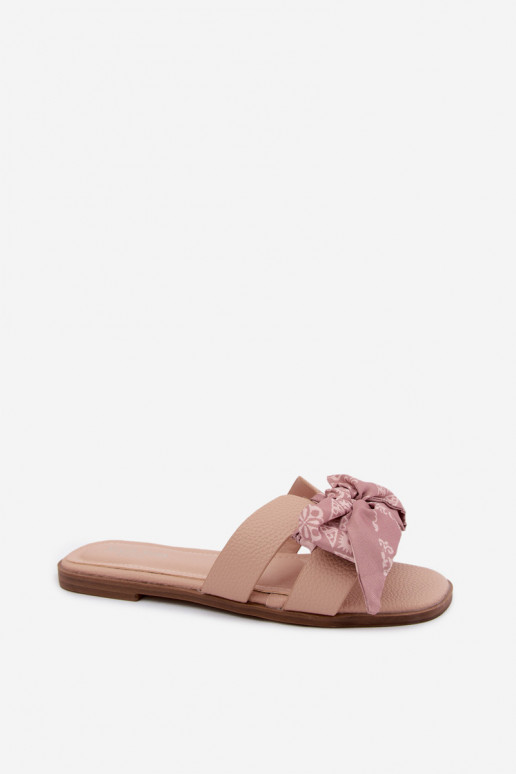 Women's Flat Heel Sandals With Bow Nude Caprissa