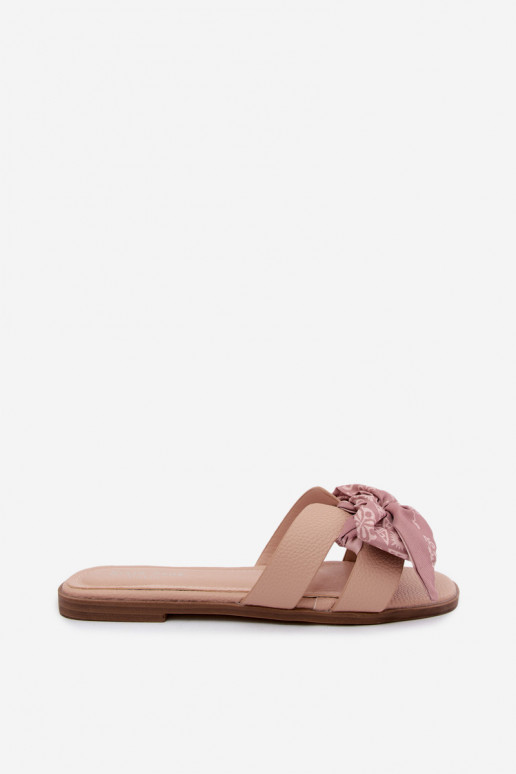 Women's Flat Heel Sandals With Bow Nude Caprissa