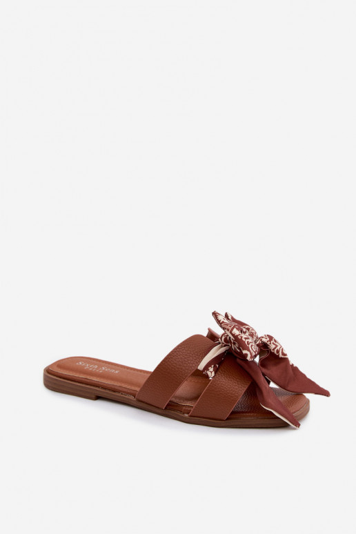 Women's Flat Heeled Slip-Ons With Bow Camel Caprissa