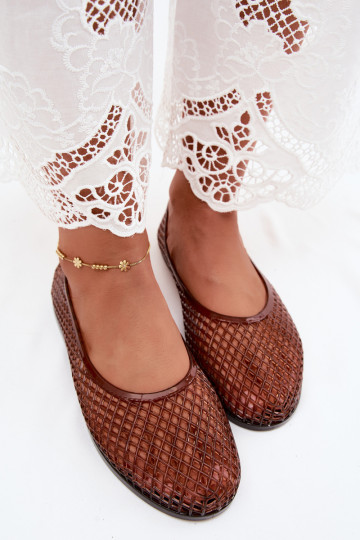 Lace-up rubber ballerinas in brown Bonnita 2