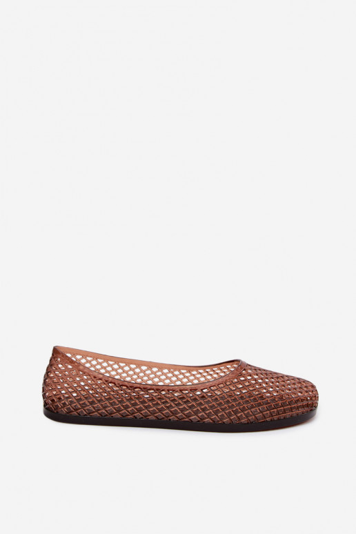 Lace-up rubber ballerinas in brown Bonnita