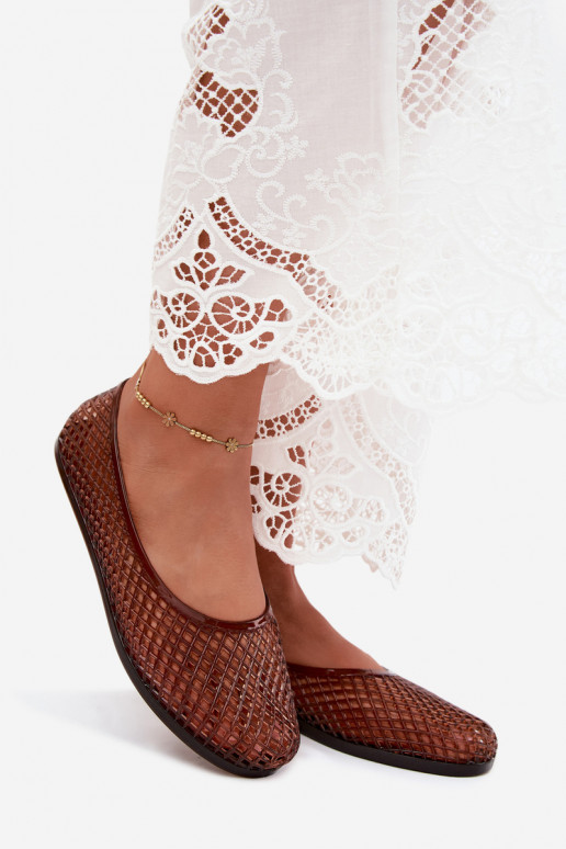 Lace-up rubber ballerinas in brown Bonnita