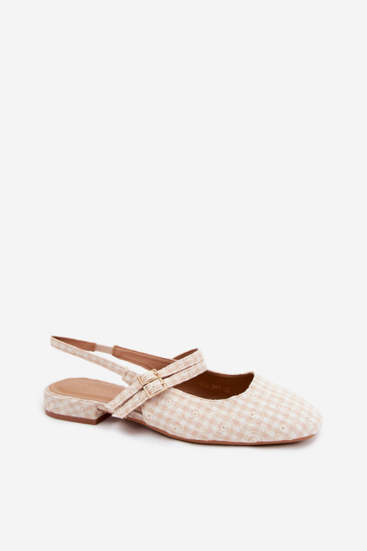 Sand-colored women's sandals with straps and wide heels Kamelijah