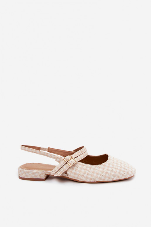 Sand-colored women's sandals with straps and wide heels Kamelijah