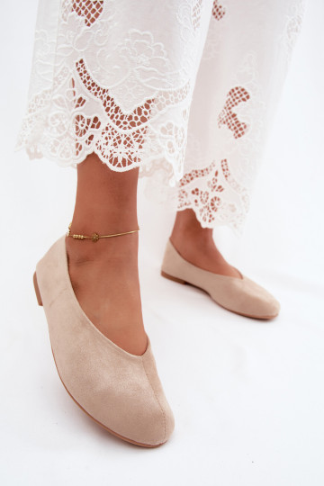 Sand-colored ballet flats made of faux suede Camdena 2