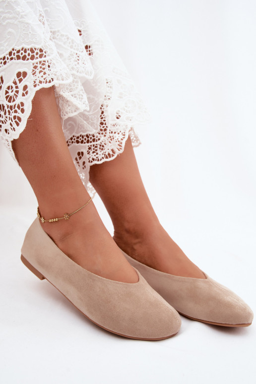 Sand-colored ballet flats made of faux suede Camdena
