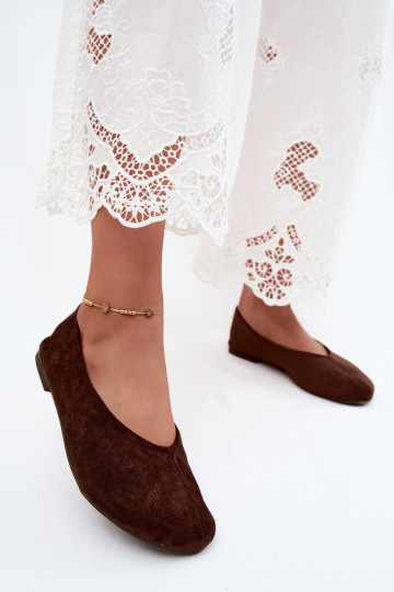 Ballet flats made of faux suede in chocolate color Camdena 2