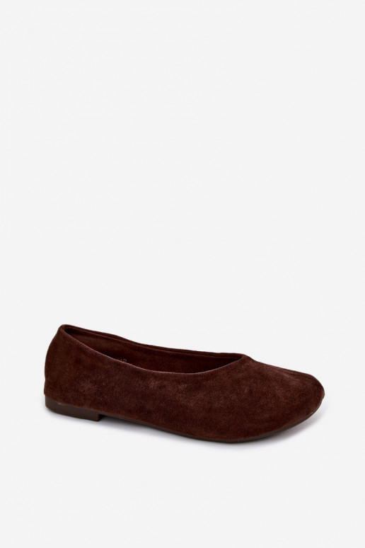 Ballet flats made of faux suede in chocolate color Camdena