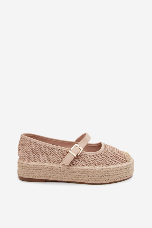 Beżowe espadryle z paskami na platformie Coastina