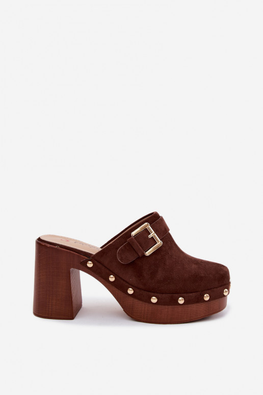 CzekoladoĮe women's clogs with heels, buckles, and studs Lagunelle