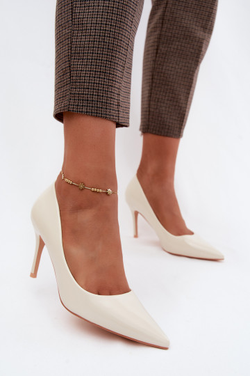 Zgaszona Biel faux leather high-heeled shoes with a patent effect Tropessa 2