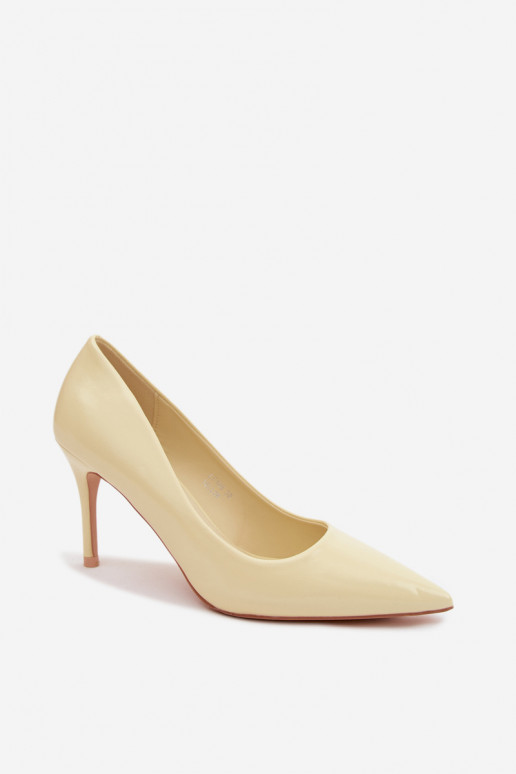 Yellow faux leather high heels with patent effect Tropessa