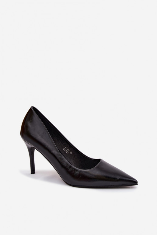Black patent high heels made of faux leather Tropessa