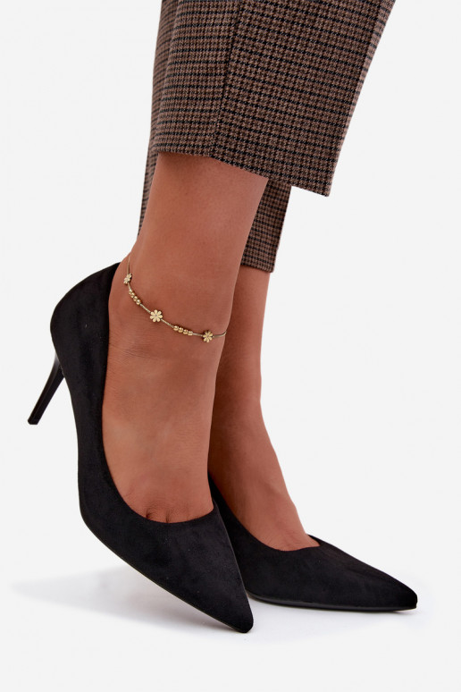Black high heels made of faux suede Tropessa