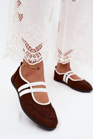 Chocolate-colored sporty ballerinas with elastic straps Donatella 2