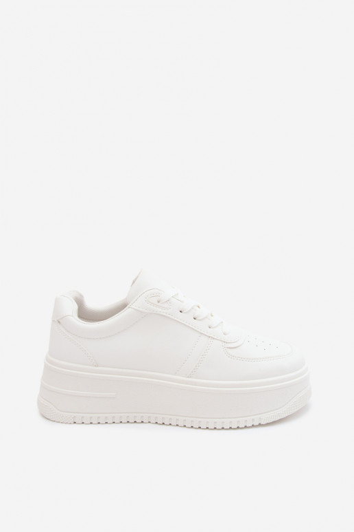 White women's sneakers with platform made of faux leather Crosbella
