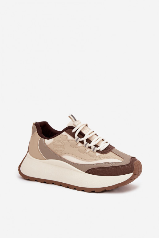 Damskie beżowe sneakersy z platformą Big Star SS274002 HI-POLY SYSTEM