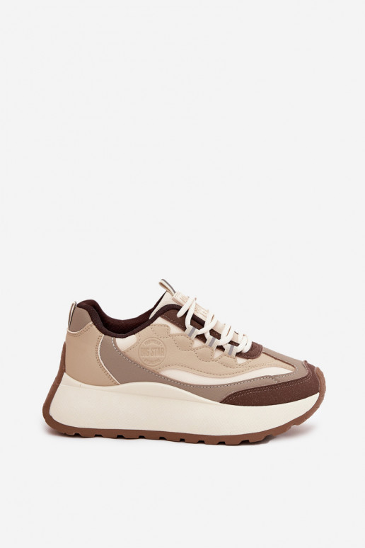 Damskie beżowe sneakersy z platformą Big Star SS274002 HI-POLY SYSTEM