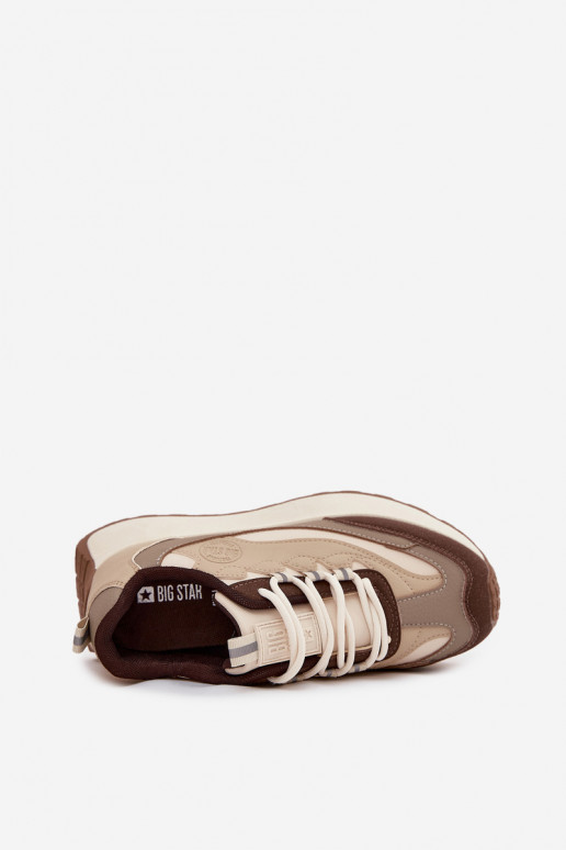 Damskie beżowe sneakersy z platformą Big Star SS274002 HI-POLY SYSTEM