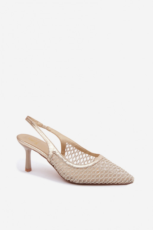 Mesh sandals with thin heels in gold Tai turingoria