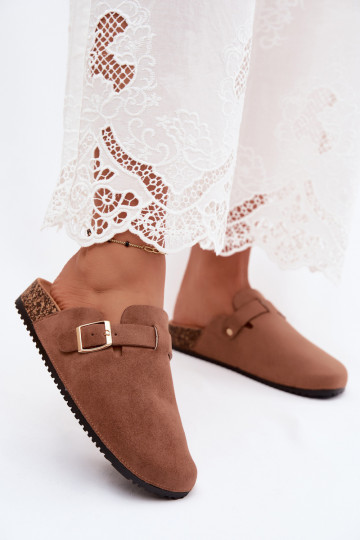 Clogs with platform and buckles in brown Selio 2