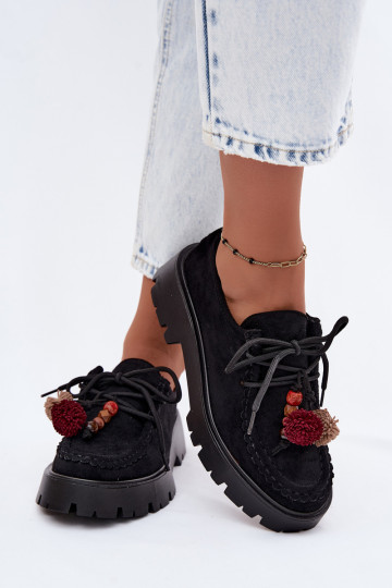 Shoes with faux suede beautiful details in black Melonia 2