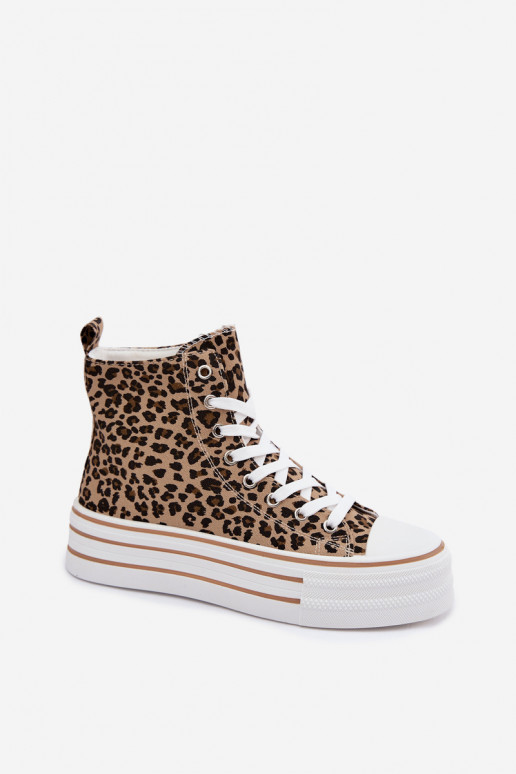 Buty sportowe z cholewką i wzorem z leopardem Inildrose