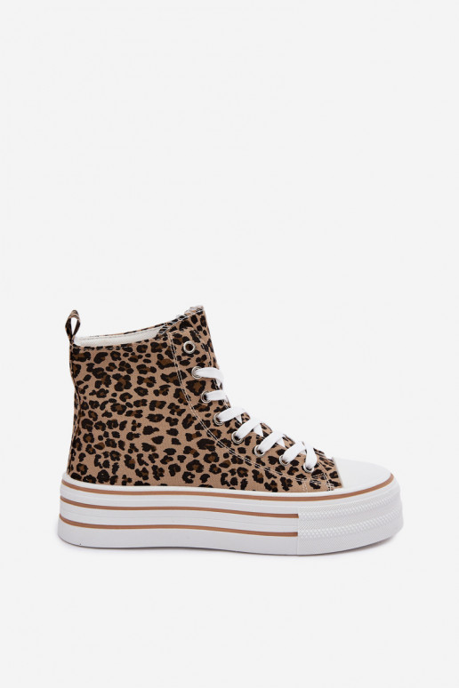 Buty sportowe z cholewką i wzorem z leopardem Inildrose
