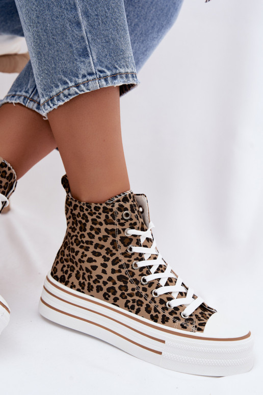 Buty sportowe z cholewką i wzorem z leopardem Inildrose
