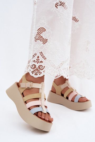Sandals with platform and faux suede straps in various colors Glimelle 2