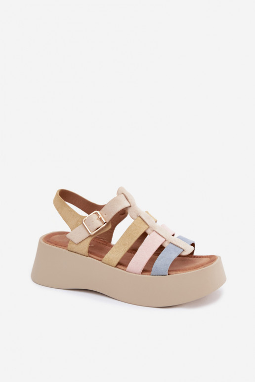 Sandals with platform and faux suede straps in various colors Glimelle
