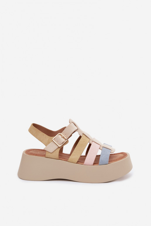 Sandals with platform and faux suede straps in various colors Glimelle