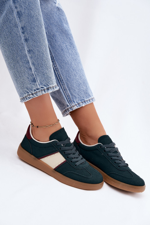 Women's sneakers in bottle green faux leather Corelle
