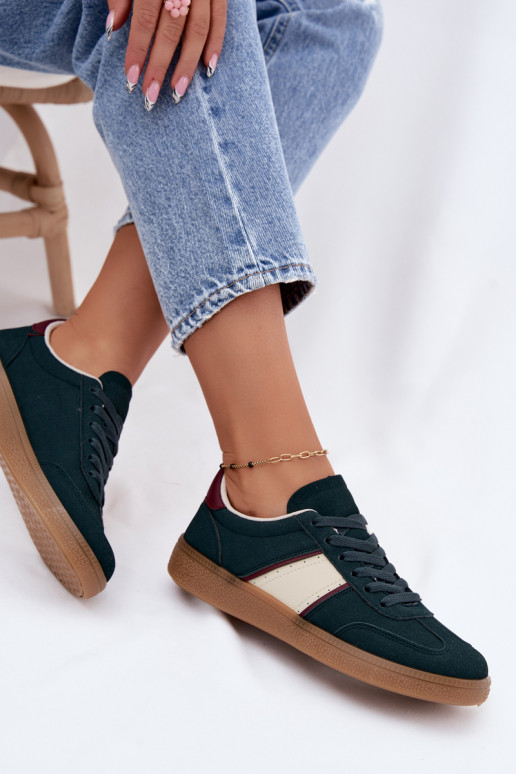 Women's sneakers in bottle green faux leather Corelle