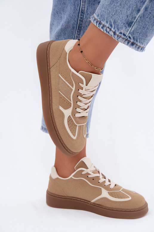 Damskie niskie sneakersy w kolorze piaskowym Brenelle