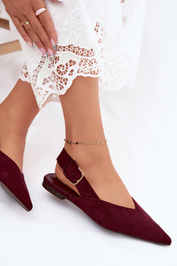 Women's ballerinas with buckles in burgundy color Tanelia